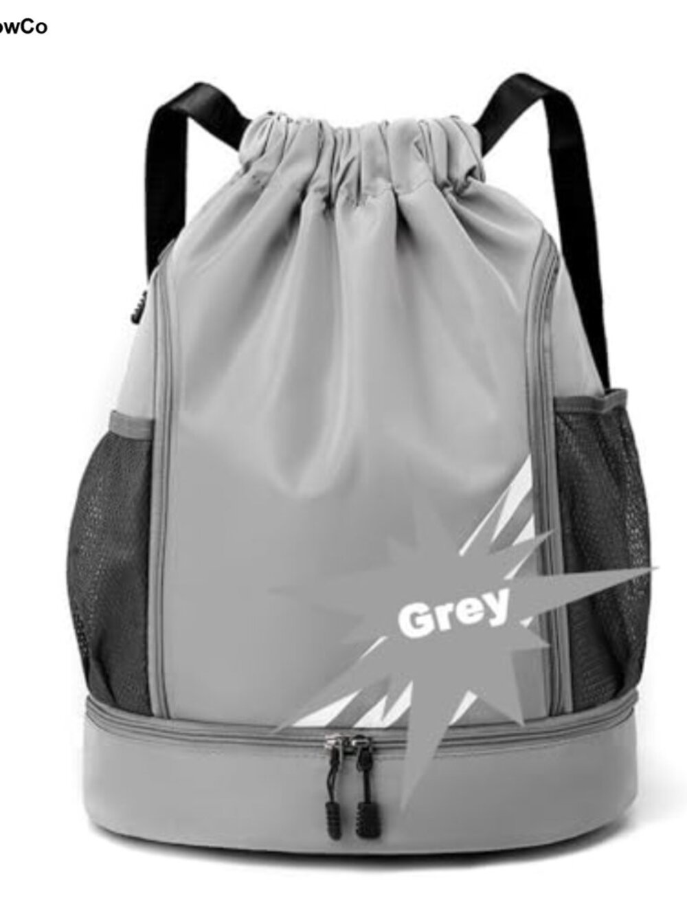 Nylon Drawstring Backpack Gym Bag Shoe Compartment Mesh Pockets